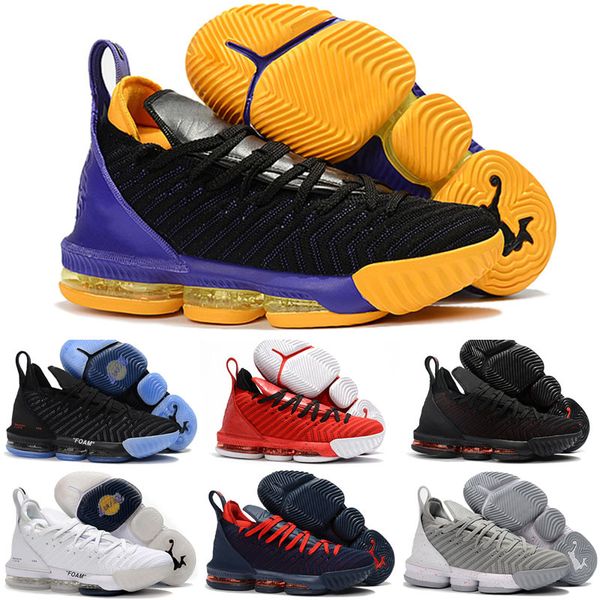 

2019 new kid mens женщины lebron 16 xvi черный белый х пены фиолетовый желтый баскетбол обувь высокого качества молодежные тренеры 16s спорт, Black