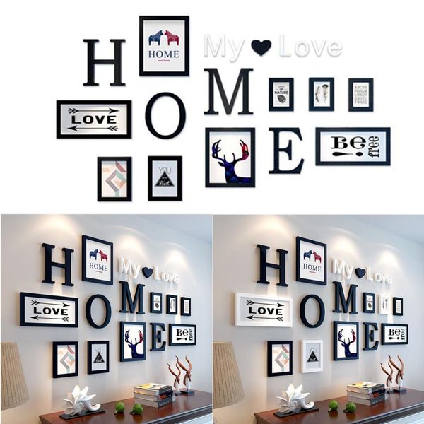 

9 шт / frames набор европа стиль черный белый vintage photo frame family picture деревянные фоторамка наборы home decor настенные рисунки
