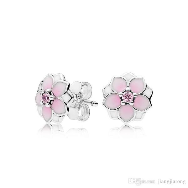 

ze39 pandor earring magnolia flower single style 925s pure silver sell fashion atmosphere for lover birthday christmas earings gift, Golden;silver