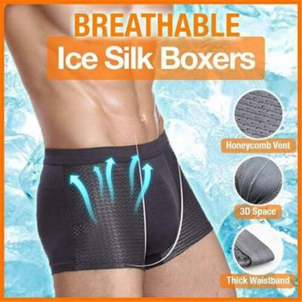 

men's ice silk boxers, Black;white