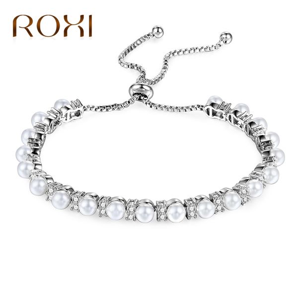 

roxi new style fashion popular pearl inlaid between bracelets simple female trend accessories bracelet foreign trade wholesale, Silver