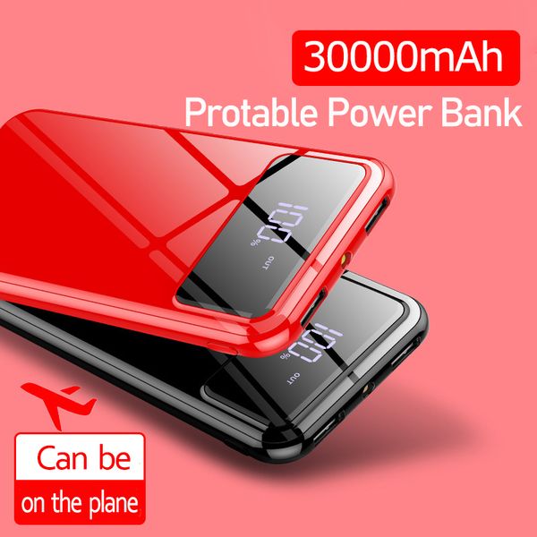 

30000mah portable ultra-thin power bank external dual usb battery charging lcd digital display battery charger for iphone xiaomi