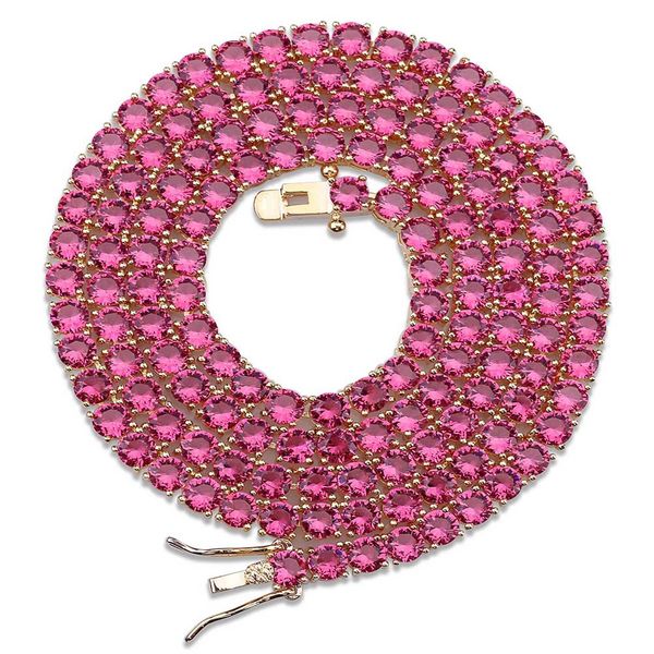 

white gold & 18k gold mens and womens red blue cz zirconia hip hop tennis necklace chain 4mm 18/22 inch jewelry accessories gift for sale, Black