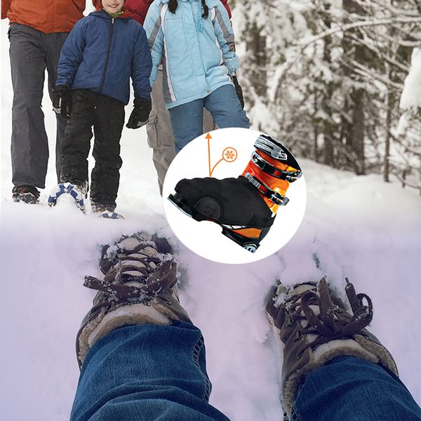 

a pair of warm protective cover ski boot anti-ing lightweight half palm compact design easy to carry and reusable, Black