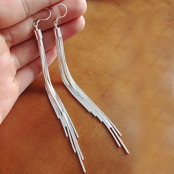 

korean fashion metal tassel drop earrings for women personality jewelry temperament long bridal earrings gift, Silver