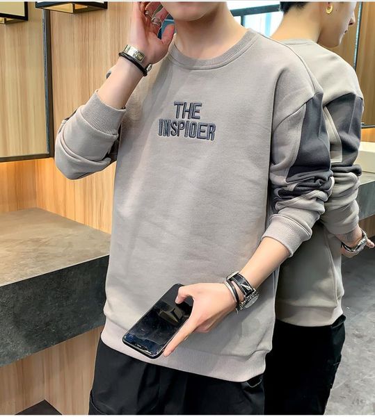 

men embroidery words hoodie the inspireo letter pattern contrast color patchwork designer round collar pullover men sport hoodie ship, Black