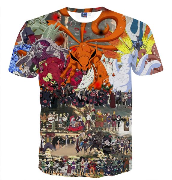 

2019 new naruto 3d t-shirt men women short sleeve print naruto costume cosplay t shirts summer fashion men women, White;black