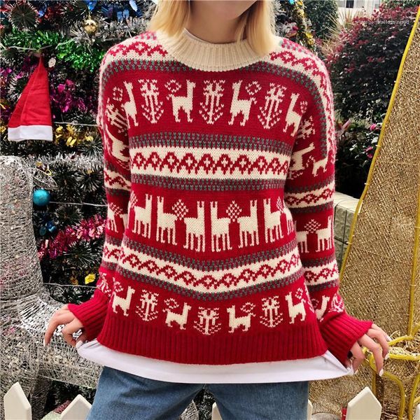 

desinger christmas sweaters crew neck long sleeve festival style female clothing fashion casual apprel womens winter, White;black