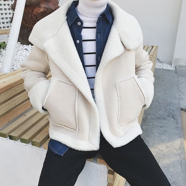 

autumn winter vintage jackets men 2019 streetwear warm men coat faux leather zipper outwear coat male jacket faux leather, Black