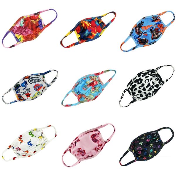 

designer printed mask black ice silk face mask dust-proof mask children kids celebrity sunscreen thin breathable masks #390