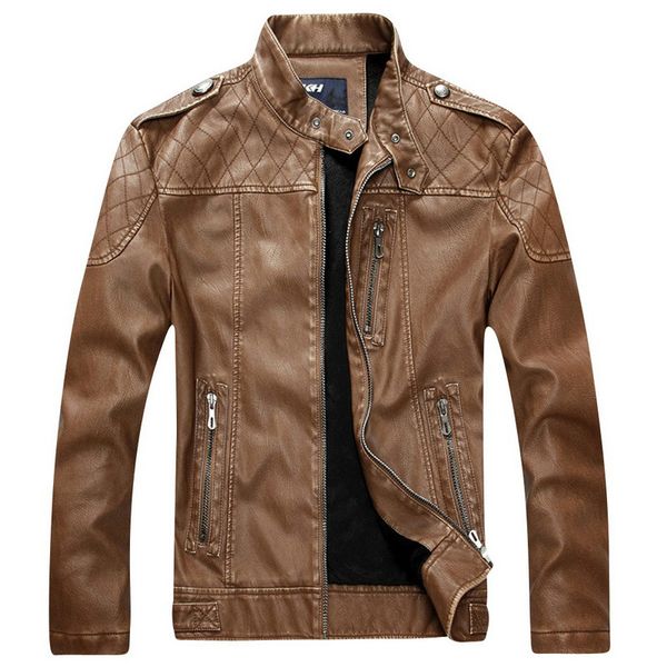 

men winter leather jackets warm fur lining size m-2xl slim fit man brand fashion coats men's clothing, Black