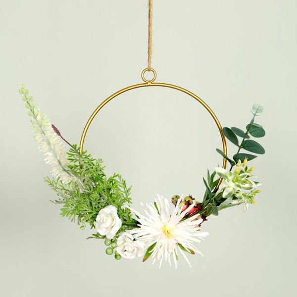 

artificial flower door wall hanging interior decoration nordic metal garland flower wreath hanging home wedding decorative