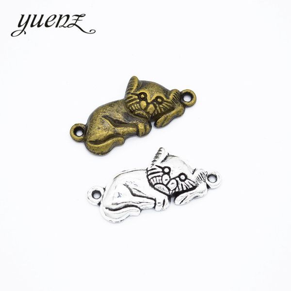 

yuenz 10 pcs antique silver charms animal cat zinc alloy jewelry diy charms pendant necklace, earring bracelet 29*13mm d9288, Bronze;silver