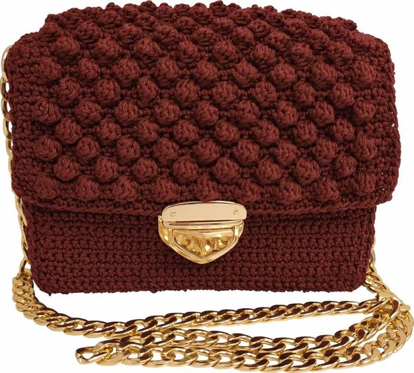 

burgundy red hand knitting bag - claret red - handbag handmade