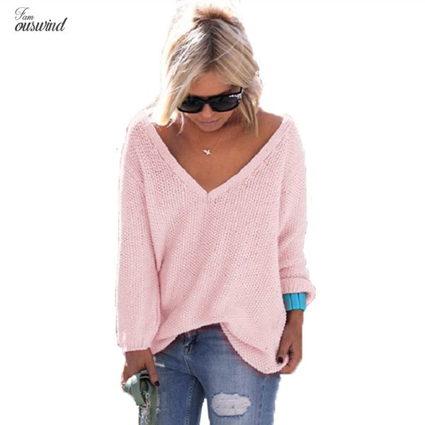

autumn winter sweaters women warm pullover women knitted sweater female casual v-neck long sleeve loose ladies sweater plus size, White;black