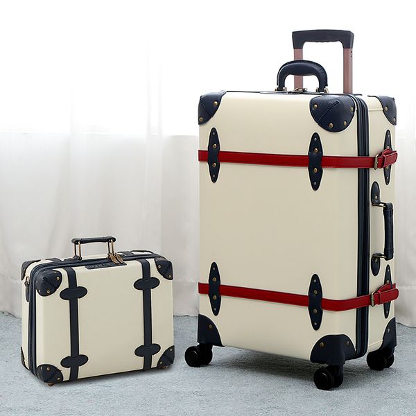 

модные винтажные кожаные багажные наборы для мужчин и женщин, чемодан-тележка большой емкости с кодовым замком, 26/28 дюйма