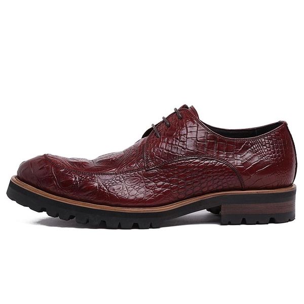 

winter men formal genuine leather cow lace up dress wedding shoes male thick bottom round toe business work shoes, Black