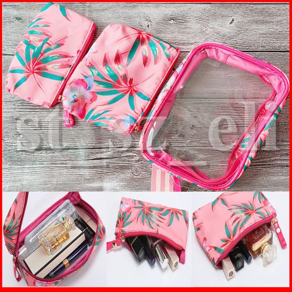 

women's pvc cosmetic bags potable 3 in 1 lipstick storage cases waterproof zipper pencil bag makeup bags