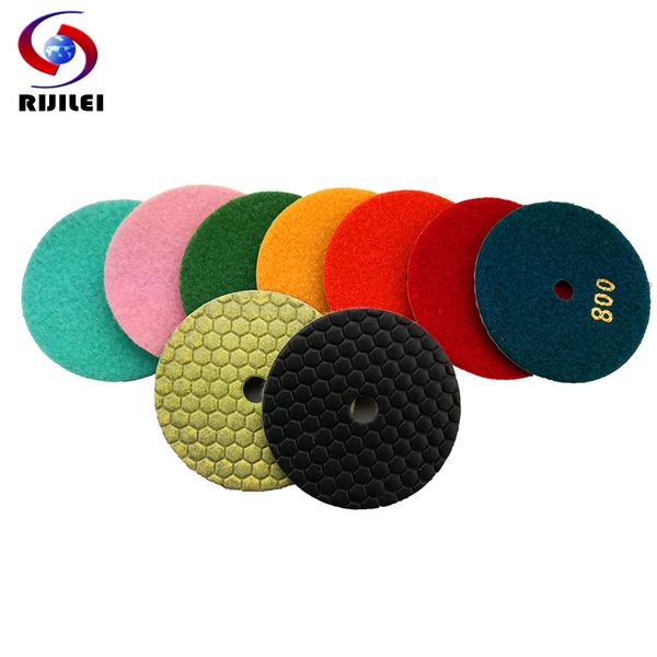 

rijilei 8 pcs/lot 4 inch dry polishing pad 100 mm marble polishing pads diamond pads use for floor granite #50-buff
