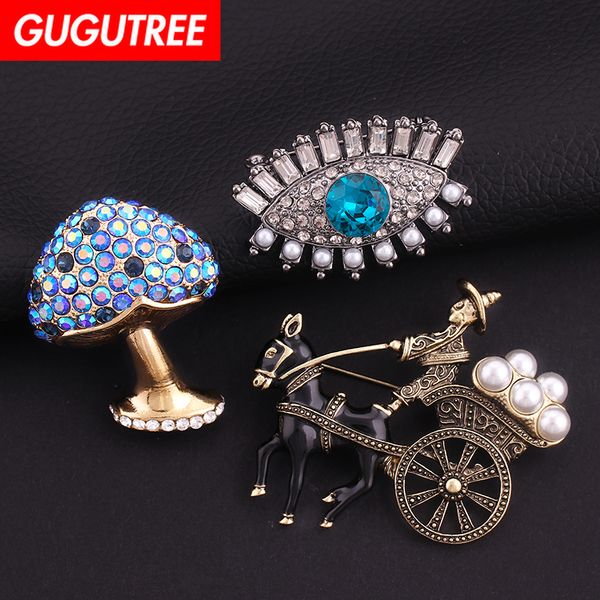 

gugutree brooch breastpin pearl mushroom eyes voiture patch badges applique patches for clothing hh-90, Black
