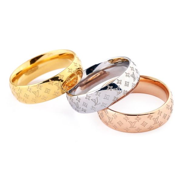 

любители дизайнерские hot new gold titanium сталь wedding марка кольцо для женщин роскошные циркония кольца для помолвки мужчин ювелирном мо, Silver
