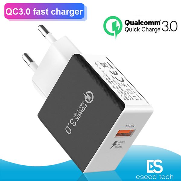 QC 3.0 Caricabatterie rapido da muro Caricabatterie rapido USB 5V 3A 9V 2A Adattatore di alimentazione da viaggio Ricarica rapida Adattatore spina UE per iPhone 7 8 X Samsung