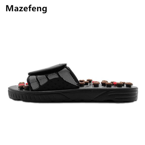 

new mazefeng massage slipper shoes men summer slipper acupoint healthcare health rotating accupressure foot slippers me, Black