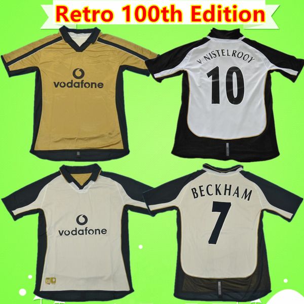 

manchester beckham solskjaer giggs retro 2000 2002 football shirts utd vintage soccer jerseys man camiseta 100th anniversary edition, Black;yellow