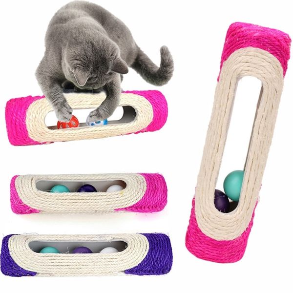 

cat rolling sisal scratching toys pet cat kitten rolling sisal scratching post toys with trapped ball training toys