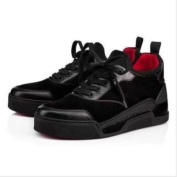 

2018 (Original Box) Red Bottom Men Sneakers Aurelien Flat Lovers Genuine Leather High Top Casual Flats Red Bottom Luxury Shoes Size:35-46 06