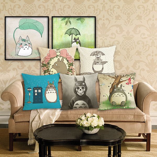 

new home decor totoro cushion cover decorative sofa cushion car home decorative throw pillows fashion case 45x45cm