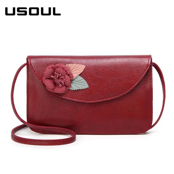

usoul 2020 spring retro clutch crossbody bags women elegant floral appliques women's soft leather small envelope shoulder bag