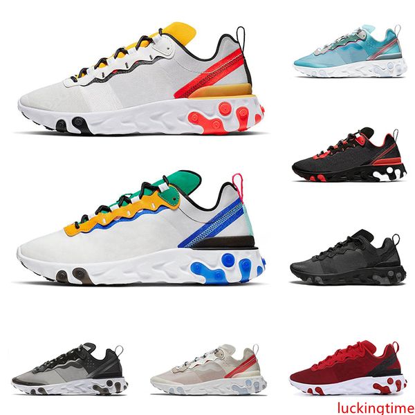 

react element 55 87 men women running shoes triple black team red tour yellow anthracite desert sand mens trainer breathable sports sneakers