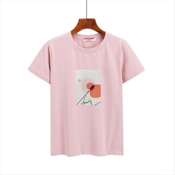 

2020 короткими рукавами печатных круглый воротник хлопок тонкий вскользь женщин 2020 короткими рукавами футболки футболки верхней женской пе, White