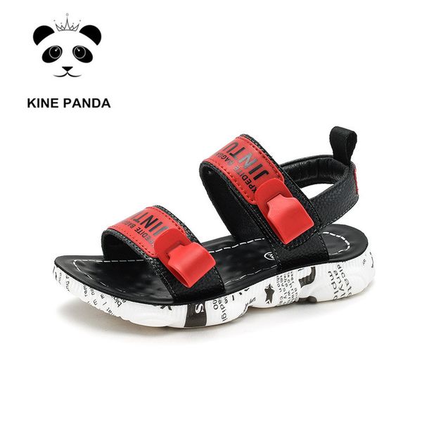 

коровьим panda детские сандалии мальчиков подростков пляжная обувь летняя школа студент повседневный спорт стиль из натуральной кожи 26-37 г, Black;red