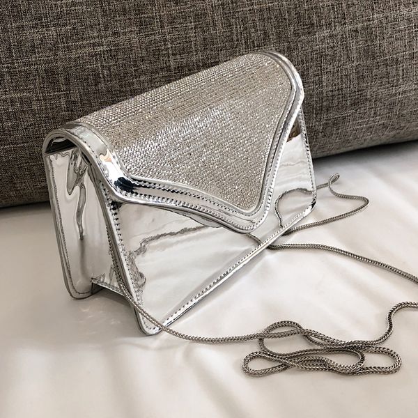 

mirror diamond splice square bag 2019 fashion new pu leather women's designer handbag chain shoulder messenger bags