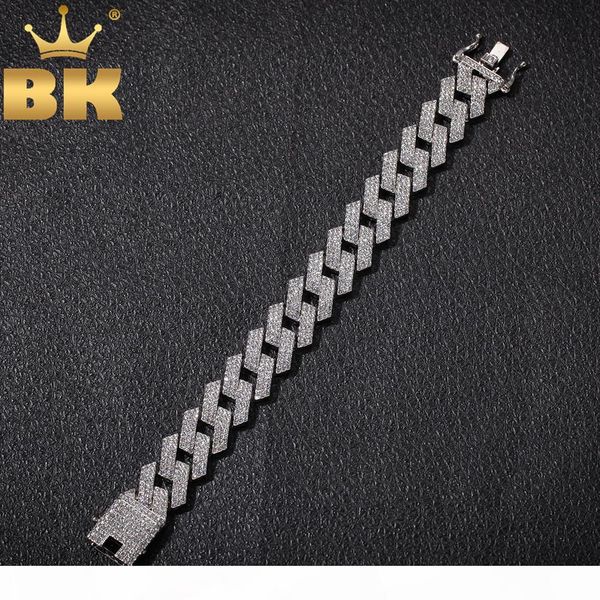 

bling king 20мм майами зубец кубинский ссылка браслет 3 роу полный iced out стразы 7inch 8inch браслет mens hiphop ювелирных изделий, Golden;silver