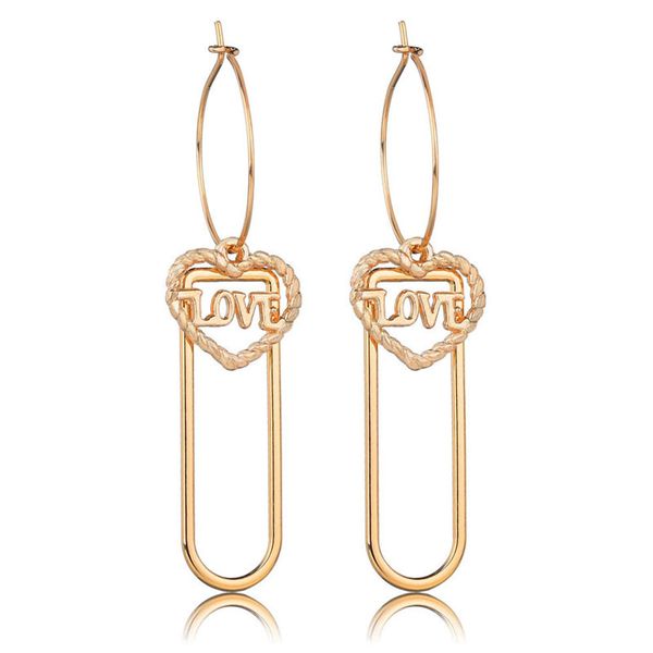 

letter simple hollow heart hoop earrings for women fashion gold color earrings modern creative valentine's day jewelry gift, Golden