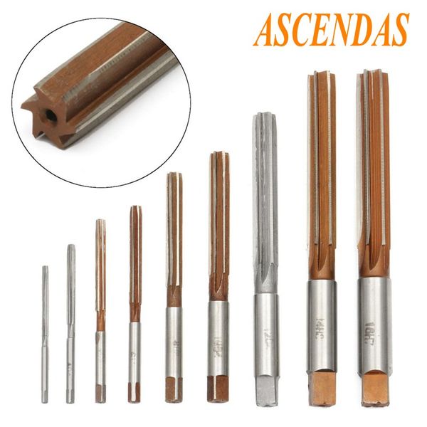 

ascendas 9pcs 3mm-16mm hss straight shank d4 hss reamer chucking h7 h8 straight shank milling chucking reamer cs-076