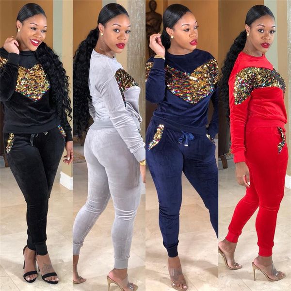 

4 цвета весна женская мода костюмы милая блестки с длинным рукавом толстовки Осен