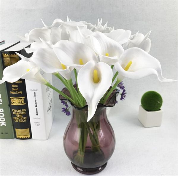 

100pcs/lot artificial flowers wedding decoration pu calla lily flowers bouquets home autumn decoration artificial plants fake flores a02