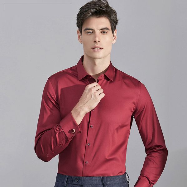 

new fashion designer men's solid color romantic wedding groom dress shirts slim fit suit dress shirt for men, White;black