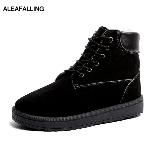 

aleafalling women snow boots flock cute women winter boots lace up outdoor zapatos mujer girl's warm big size 40-42 wbt357, Black