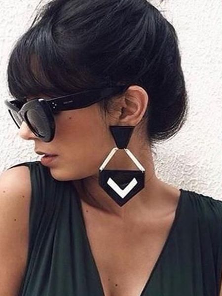 

punk acrylic big earrings women red glamour lip drop earring brines grandes 2020 new jewelry girl exaggerated hip hop style, Silver