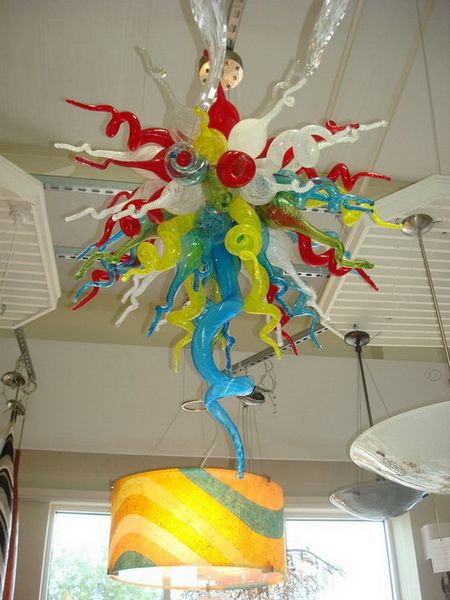 

european type dale chihuly style pendant lamps colorful ac 110v 220v ce ul led light source italian blown glass chandelier