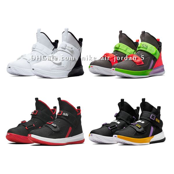 

lebron soldier 13 mens women kids boys girls basketball shoes for sale lebrons xiii james mvp christmas bhm oreo sneakers boots size us4-12, Black