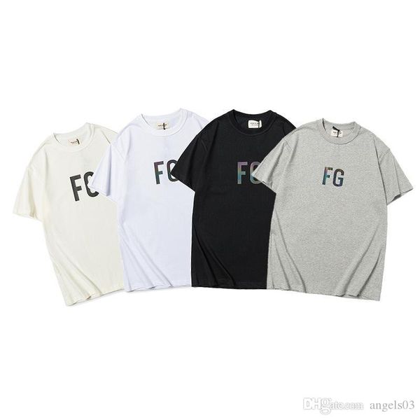 

2020 new fashion brand mens reflective fear of god tees skateboard fg printed summer t-shirt fog, White;black