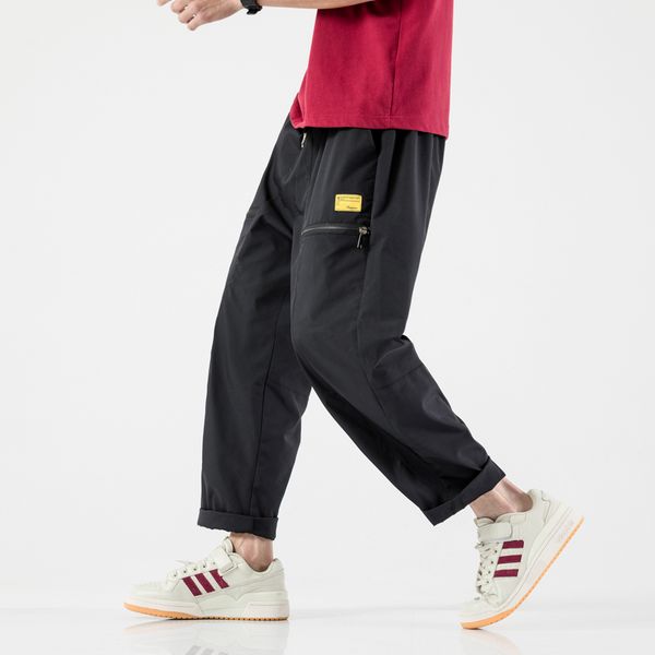 

mogu hip hop streetwear men's joggers pants fashion men casual loose cargo pant trousers high street harem pant men 4 colors, Black