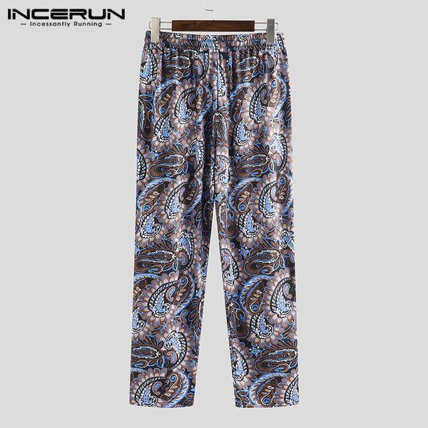 

men casual printed pants elastic waist pockets joggers fitness ethnic trousers men streetwear retro pantalon hombre 2019 incerun, Black