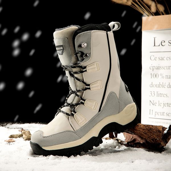 

2019 new snow boots women nubuck leather winter warm plush female waterproof flat boots big size 36-42 botas mujer invierno, Black